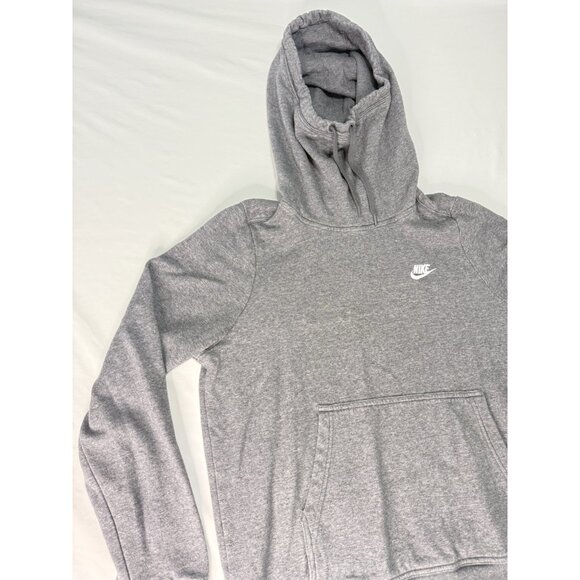 NIKE Sportswear Club Women’s LARGE Gray Funnel Neck Hoodie Sweatshirt - Picture 3 of 7